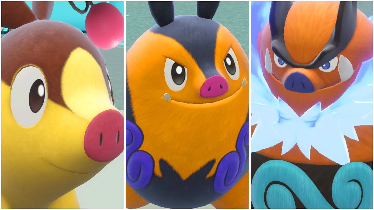 TEPIG EVOLUTION TEAM! Shiny Tepig, Pignite, Emboar Moveset Pokemon Scarlet and Violet