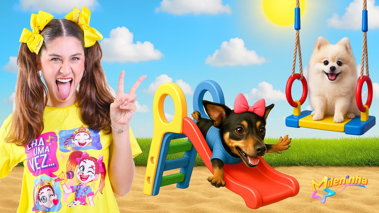 MILENINHA BRINCA no PARQUINHO com a BELINHA e a MILI 🎉🐶 Uma HISTÓRIA muito DIVERTIDA para Crianças!