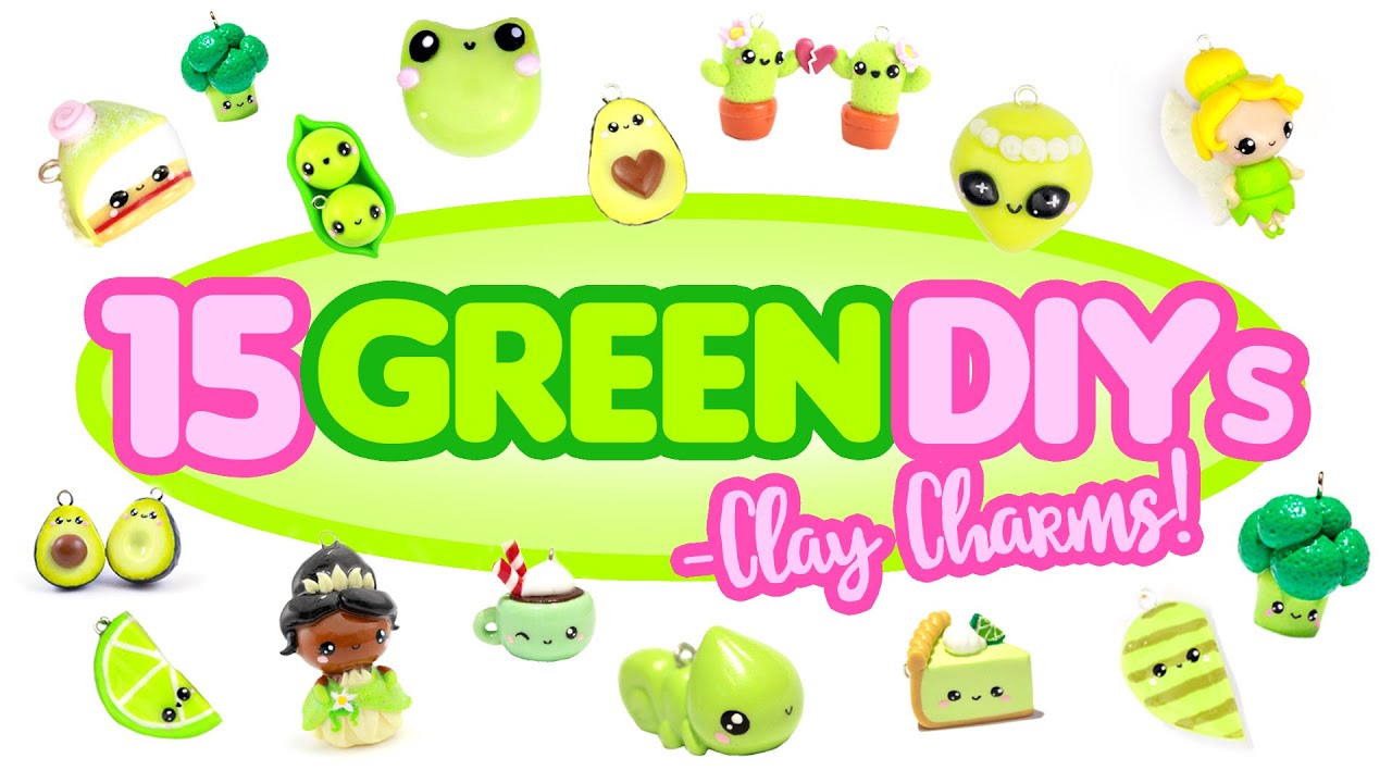 15 GREEN DIY’s in CLAY -Cute Clay charms! - BIG Polymer Clay Compilation!