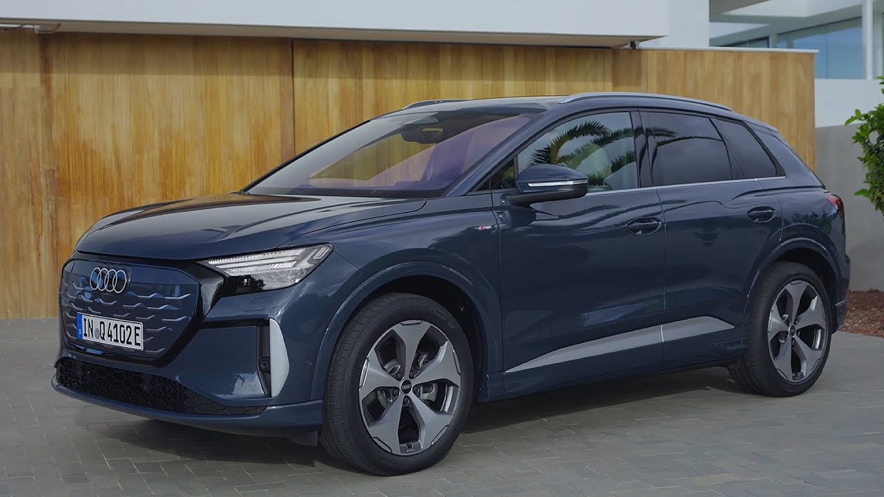 New 2026 Audi Q4 SUV e-tron facelift Plasma Blue | Test Driving