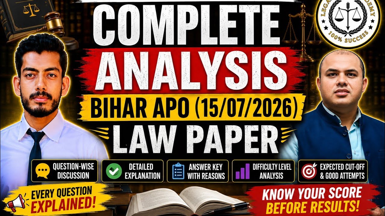 Bihar APO 2026 Law Paper Complete Analysis | Question-wise Discussion