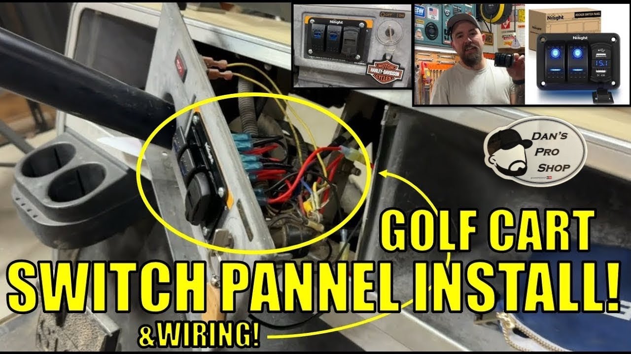 Custom lighting switch panel and auxiliary outlets for your golf cart