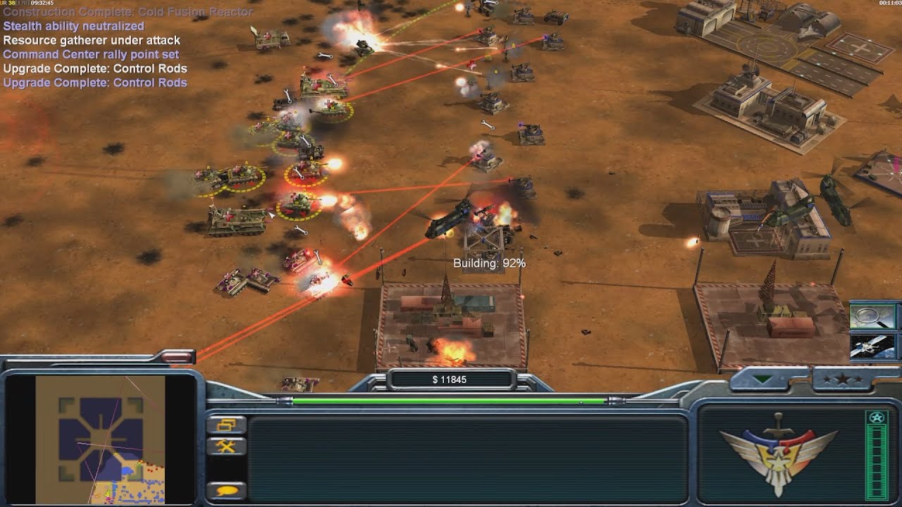 USA Laser - Command & Conquer Generals Zero Hour - 1 против 7, сложный геймплей