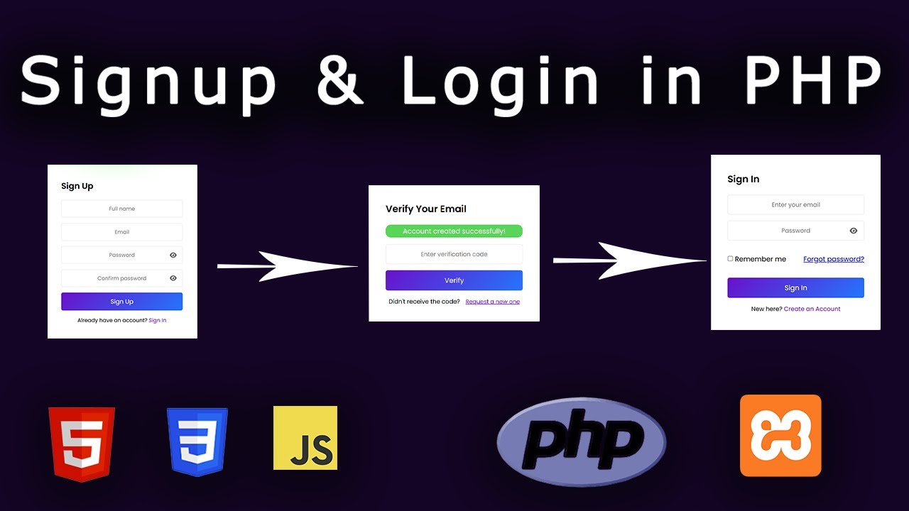 Complete PHP Auth System with Email Verification & Password Reset Frontend & Backend + Source Code