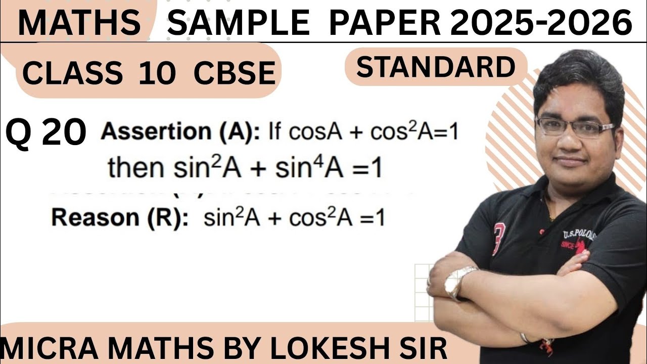 Q20 Assertion (A): If cosA + cos2A=1, then sin2A + sin4A =1Reason (R): sin2A + cos2A =1