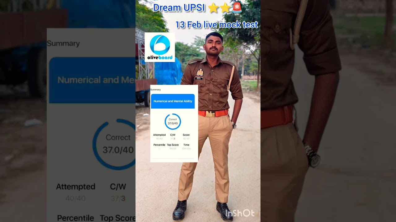 oliveboard 🎯📚 live mock test Analysis 13 Feb 2026 ।। Dream UPSI ⭐⭐🚨🚓 #mocktest #viral #upsi #reels