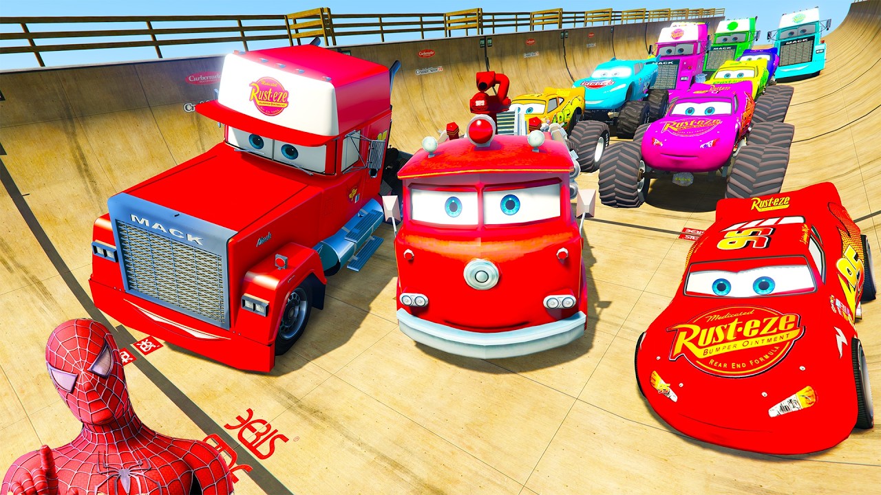 GTA V Superheroes Crazy Race Gameplay Challenge with Super Cars | GTA 5 Spiderman Car Stunt Race #23