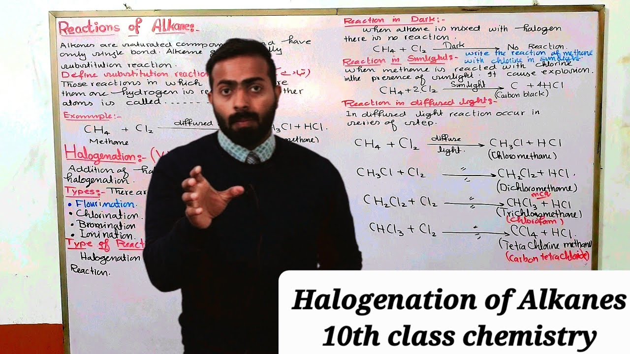 Halogenation of Alkanes | Reactions of Alkanes | ch#12 | 10th class chemistry