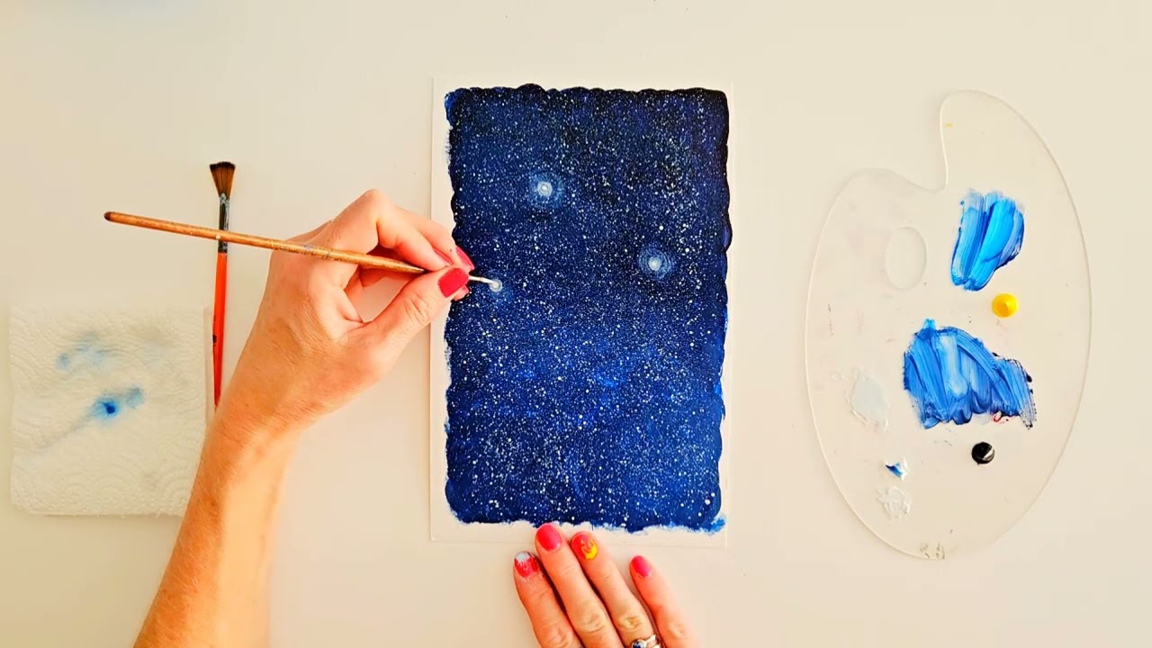 Relaxing Aurora Night Sky Acrylic Painting!