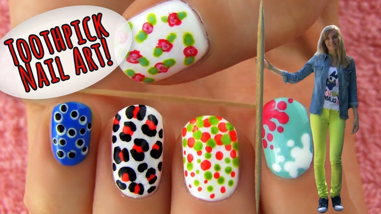 Toothpick Nail Art! 5 Nail Art Designs & Ideas Using Only a Toothpick!