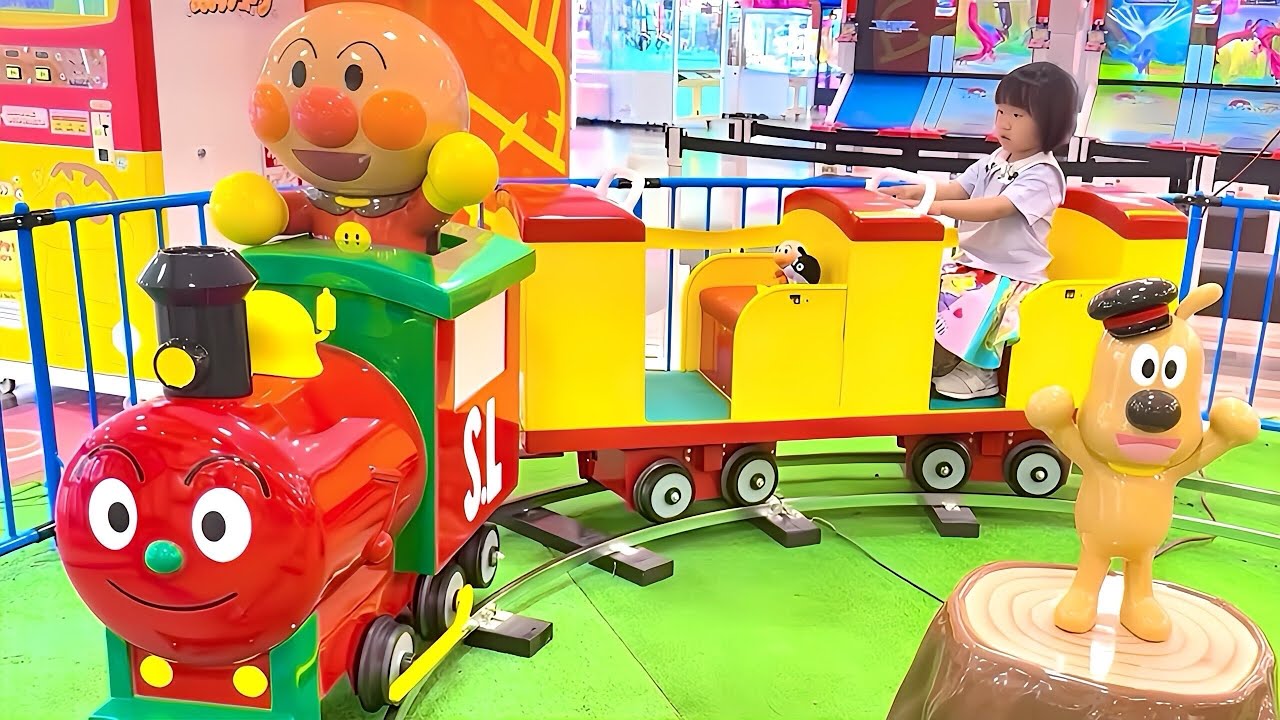 アンパンマンと出発進行！ワクワクSLマンに乗ったりキャラくるカートに乗ってお出かけするよ！　なのキッズ　アンパンマン　乗り物　ゲームセンター　おもちゃ　アニメ