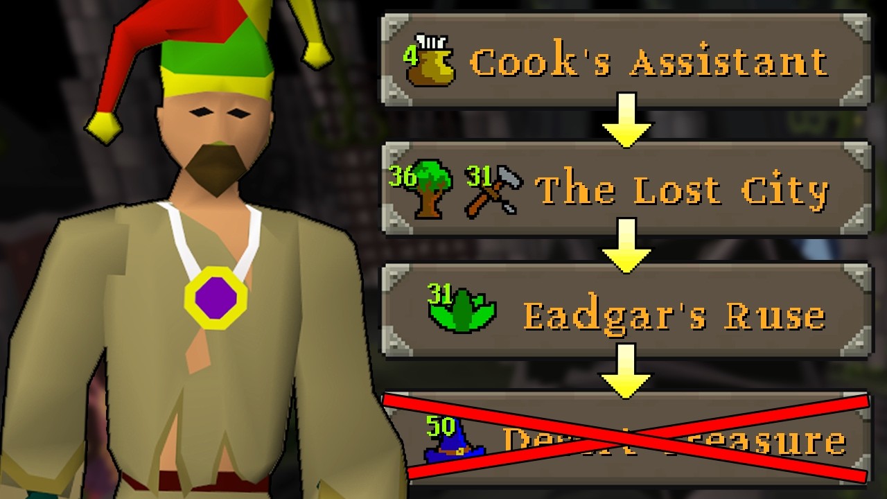 Runescape, но я могу прокачиваться только с помощью квестов, пока не застряну!