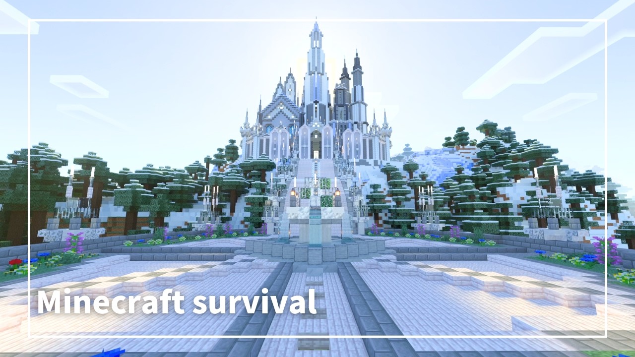 【マイクラ】#38 ペールオークで城の前に階段と庭を作りました【建築/サバイバル/作業厨/統合版/minecraft】＃マイクラ建築 #統合版 #minecraftbuilding
