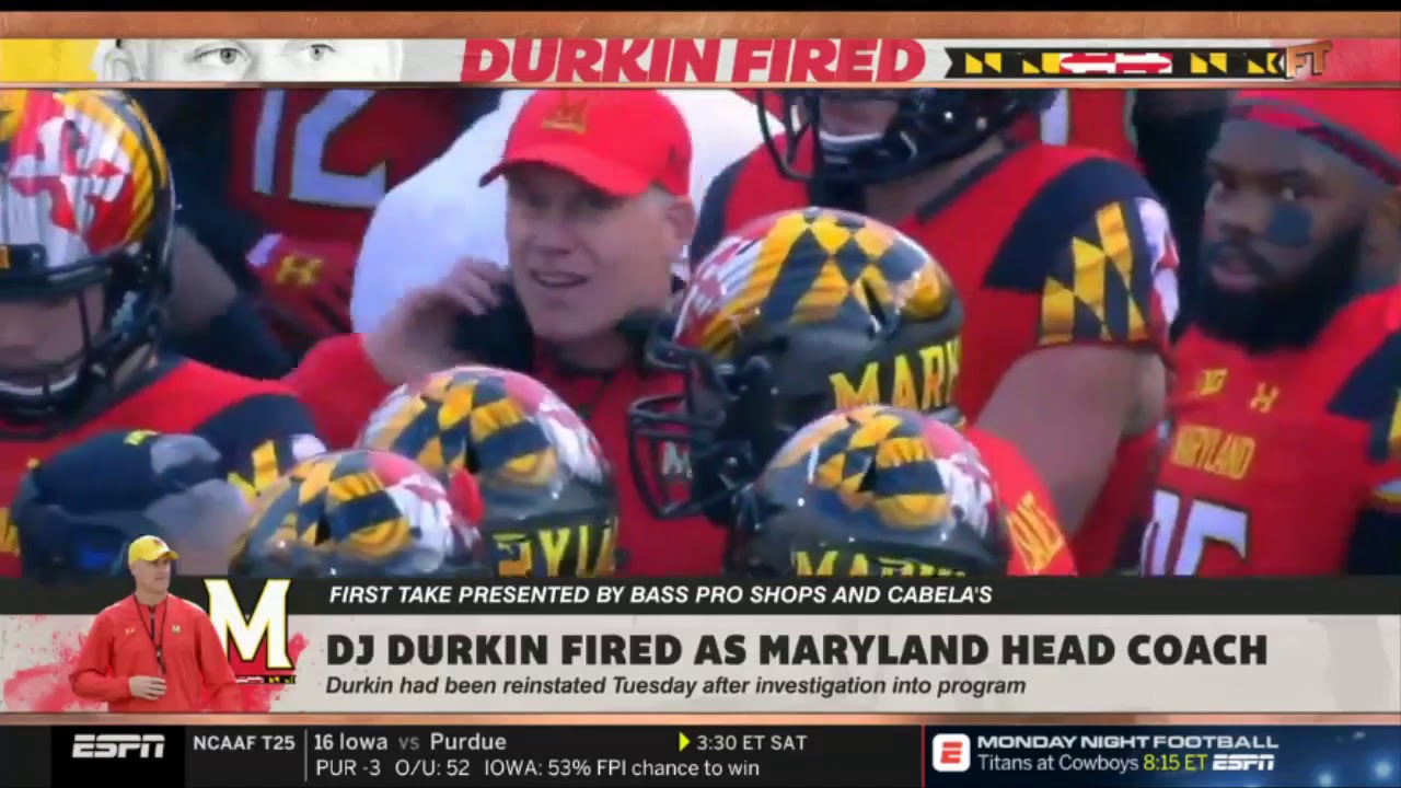 Stephen A  Smith reacts to DJ Durkin fired as Maryland head coach   First Take