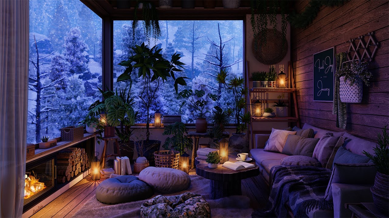 Cozy Winter Ambience for Sleep ❄️🔥Snow Storm and Fireplace Sounds for Sleep and Deep Relaxation