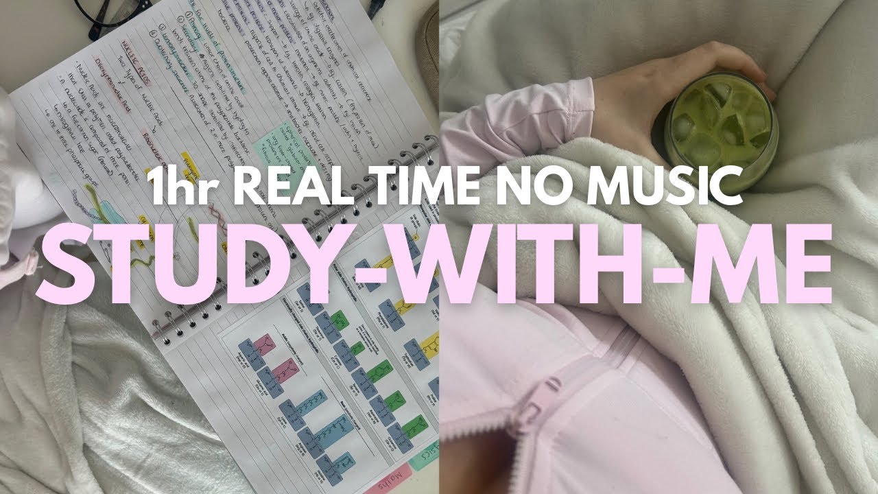 STUDY-WITH-ME || 1hr, no music, real time