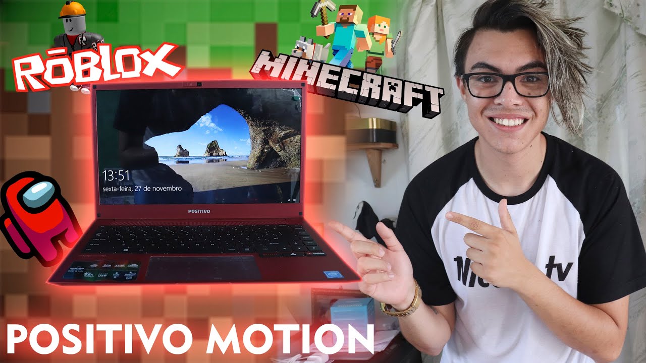 POSITIVO MOTION NO MINECRAFT, AMONG US E ROBLOX!