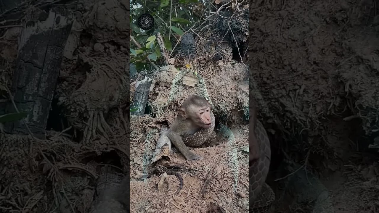 Baby monkey trapped