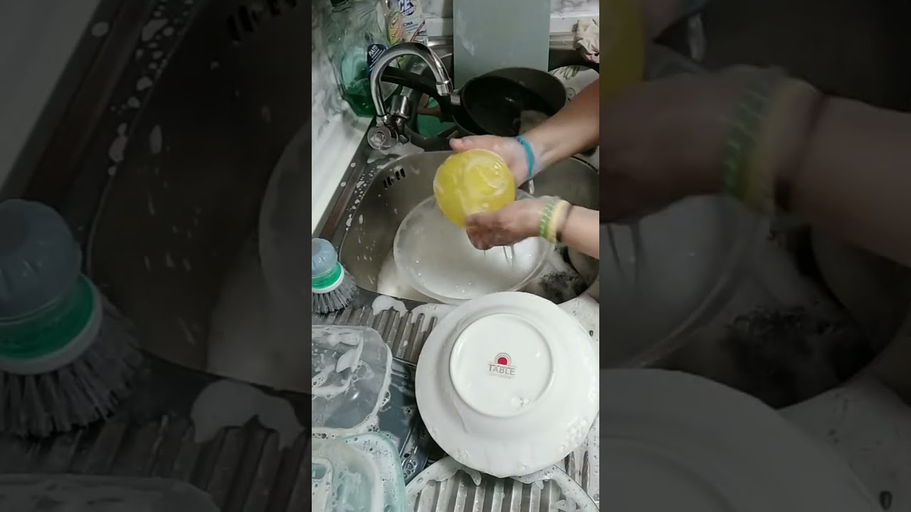 Morning ASMR washing dishes by hand no talking stress release Satisfying Video Deep Cleaning Kitchen