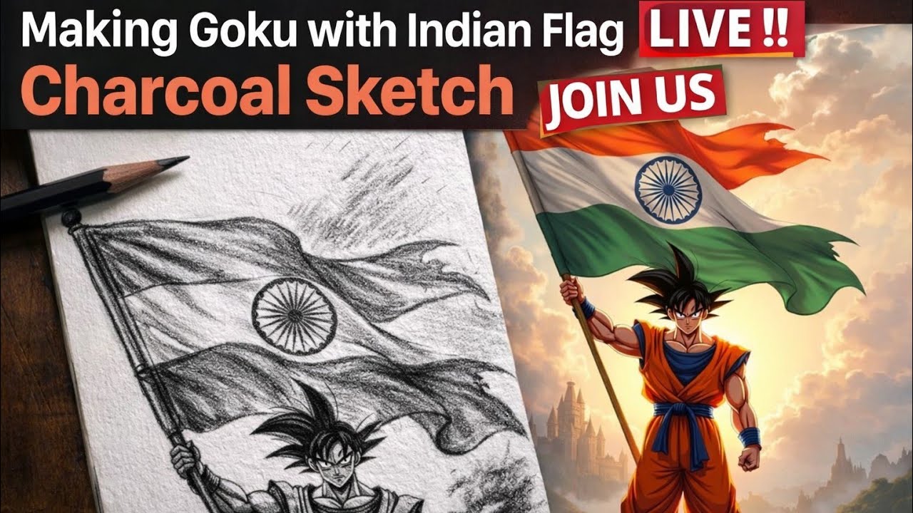 Making Goku charcoal artwork 😄 Join us and subscribe ‼️❤️