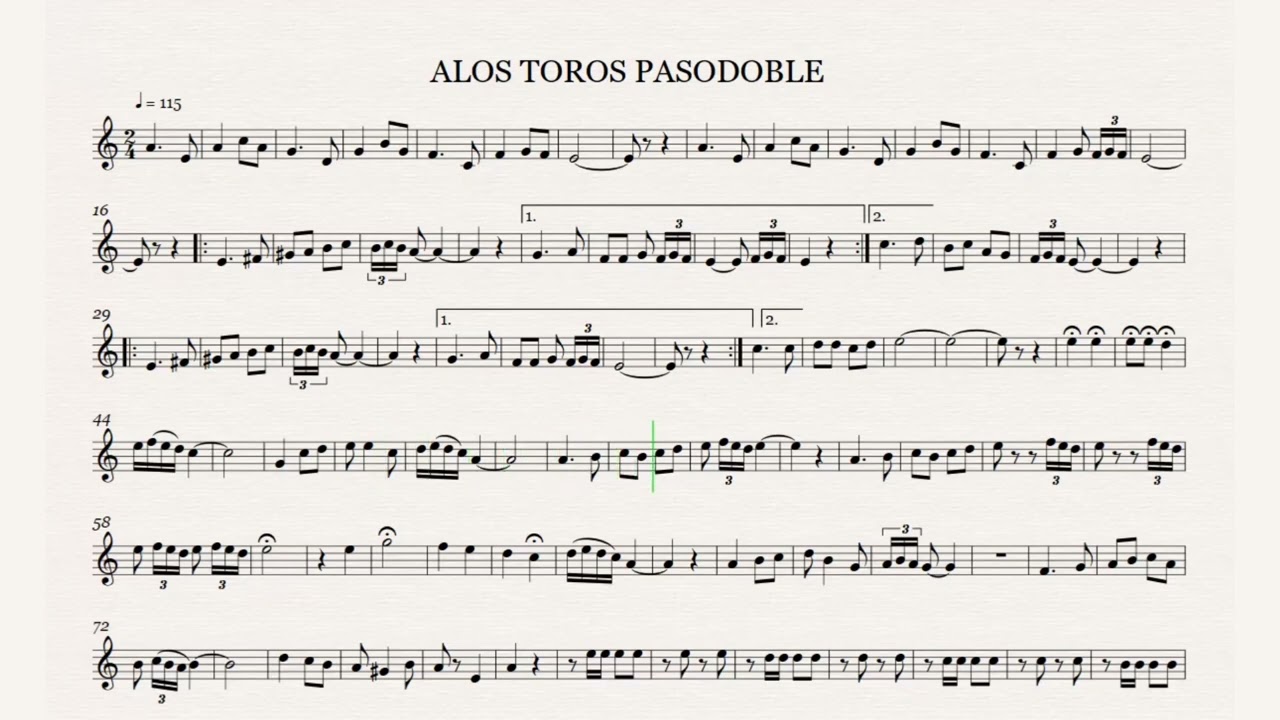 alos toros pasodoble partitura trompeta🎺🎺🎺