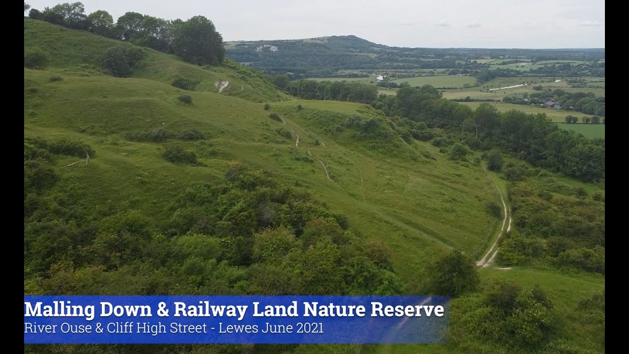 Lewes Nature Reserves and Cliff High Street in Sussex, England (Drone HD)