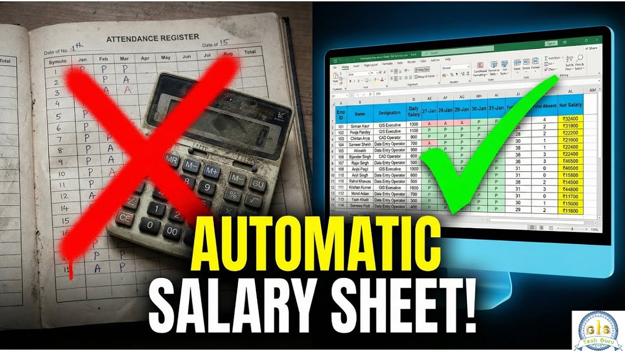 Automated Attendance Sheet in Excel 😲 | Salary + Holidays | Step-by-Step Hindi
