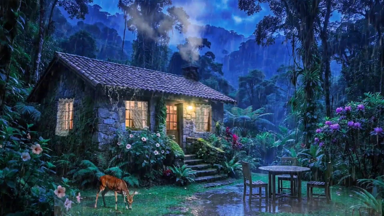 🌧️ Night Rain Outside Cozy Cabin | Deep Sleep Sounds for Insomnia
