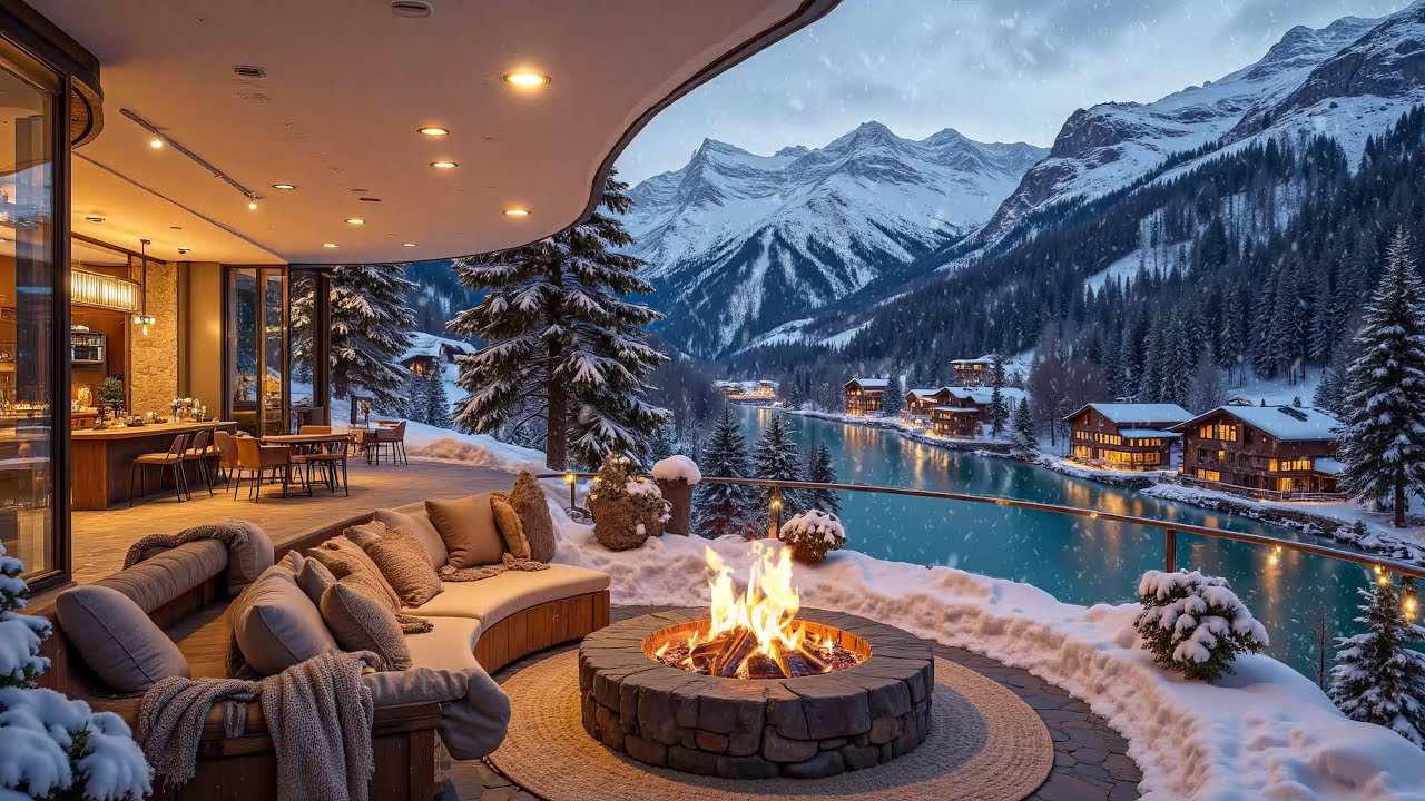 Winter Cabin with Soothing Piano Music ❄🔥Fireplace Ambience for Study, Work & Relax