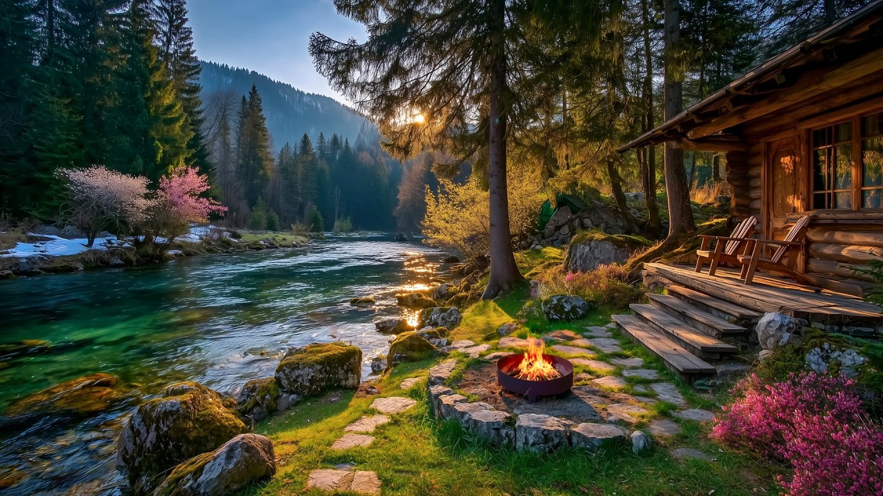 Spring River White Noise 🌸 Peaceful Cabin for Deep Relaxation