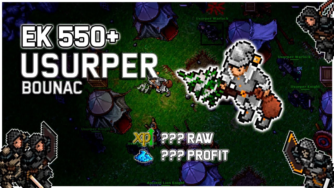 Usurper | Bounac | Knight 550+ | Tibia Global | EK Solo | BEST EXP / PROFIT | 2025