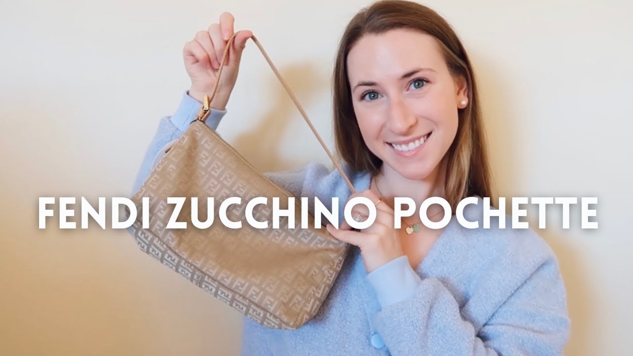 Vintage Fendi Unboxing! Zucchino Pochette Beige | what fits inside |Fashionphile Reserve