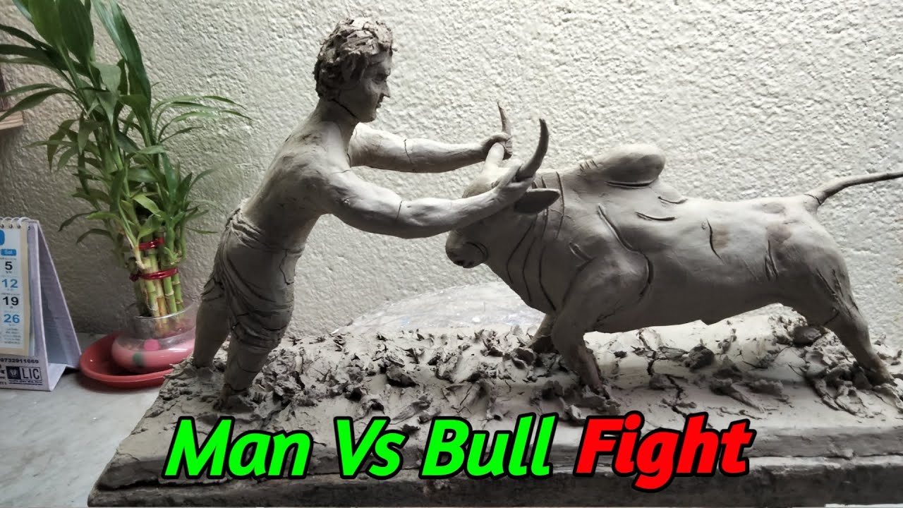 Man vs bull fight murti making 