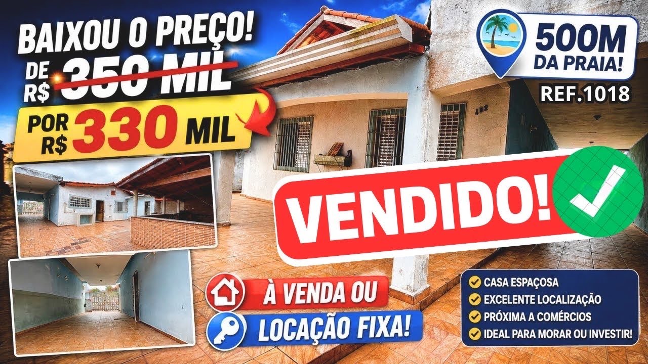 REF.1018 Casa bem localizada a 400m da praia 