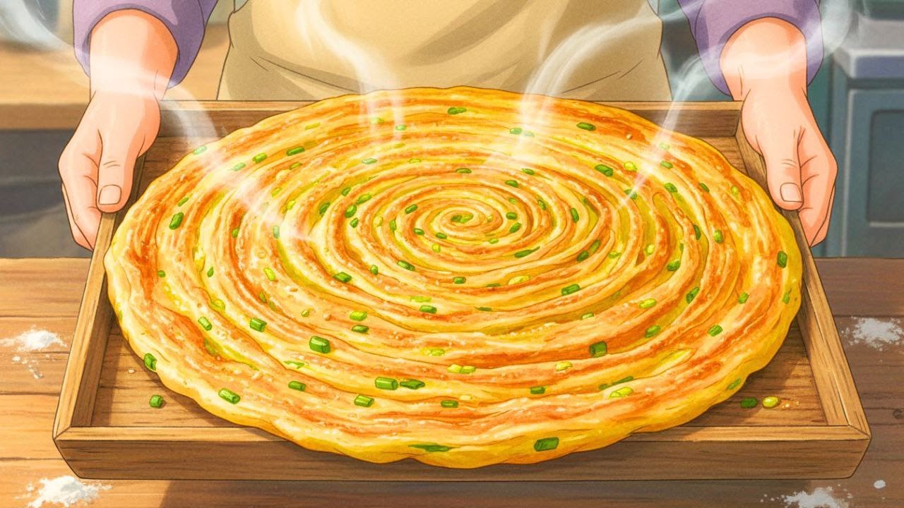 Slow Village Breakfast with Family | Homemade Scallion Pancake Cooking