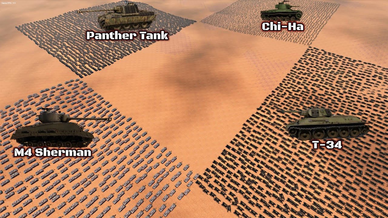 TANK BATTLE ROYALE! Shermans vs T-34 vs Panthers vs Chi Ha Tanks - UEBS 2