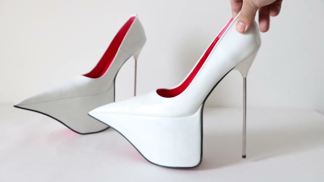 Sorbern Sexy Fetish High Heel Shoes Female Long Pointed Toe Platform Slip On Metal Heels 22Cm