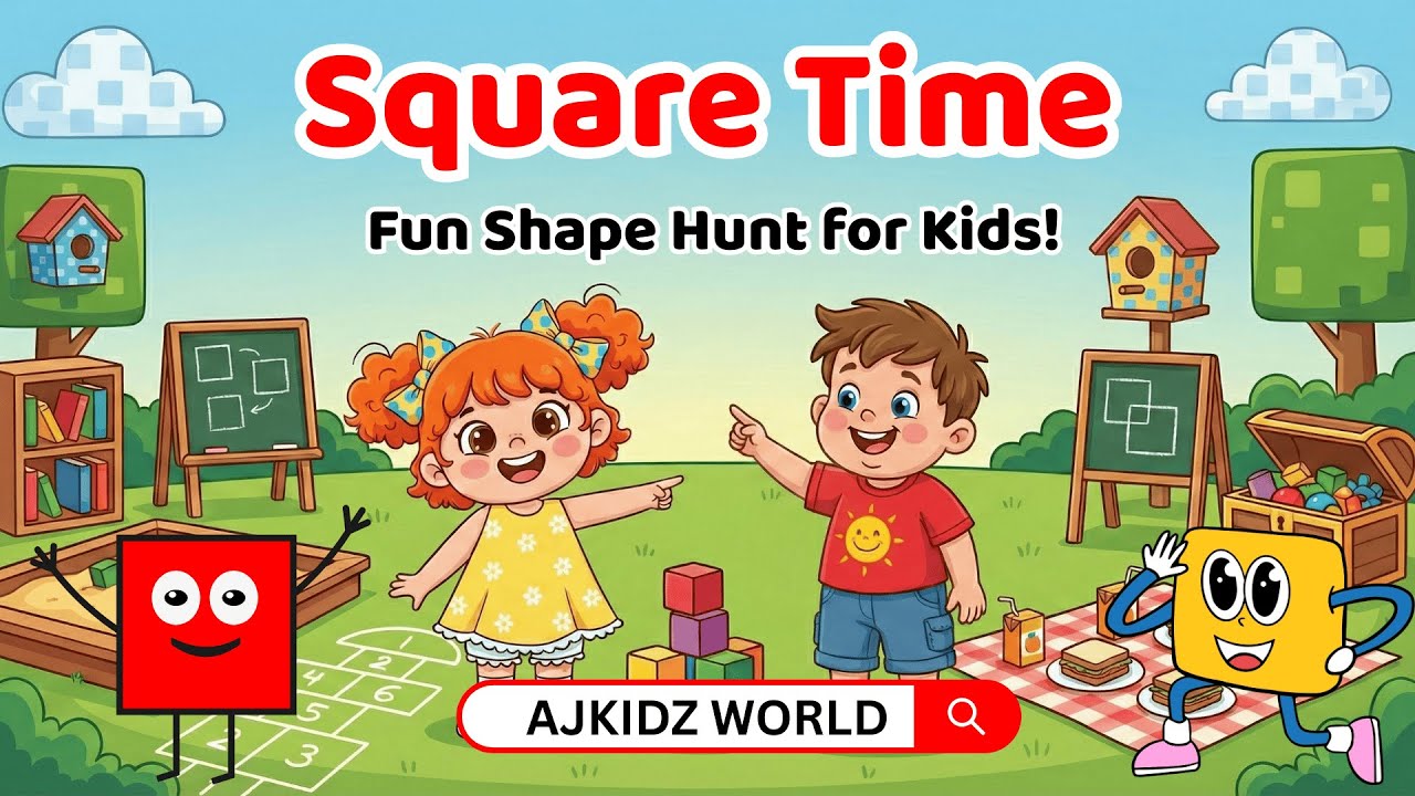 🟦 Square Time! | Fun Shape Hunt for Kids 🌈✨ | Learn Squares with Easy Examples