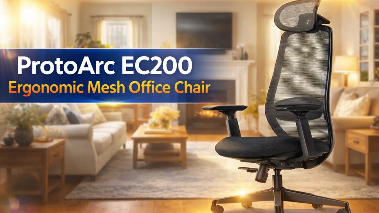 ProtoArc EC200 Ergonomic Mesh Office Chair - 4D Adjustable Lumbar Support & 3D Headrest