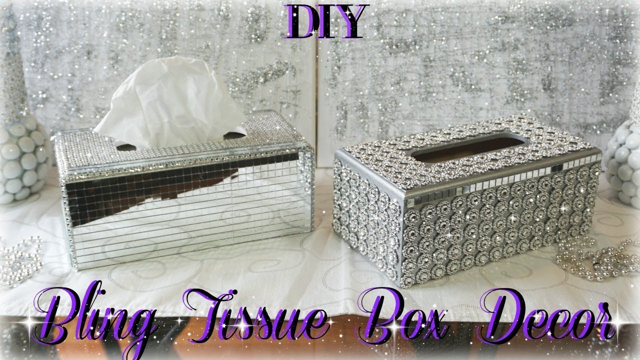 DIY GLAM TISSUE BOX HOLDERS | DIY DOLLAR STORE | BLING ROOM DECOR