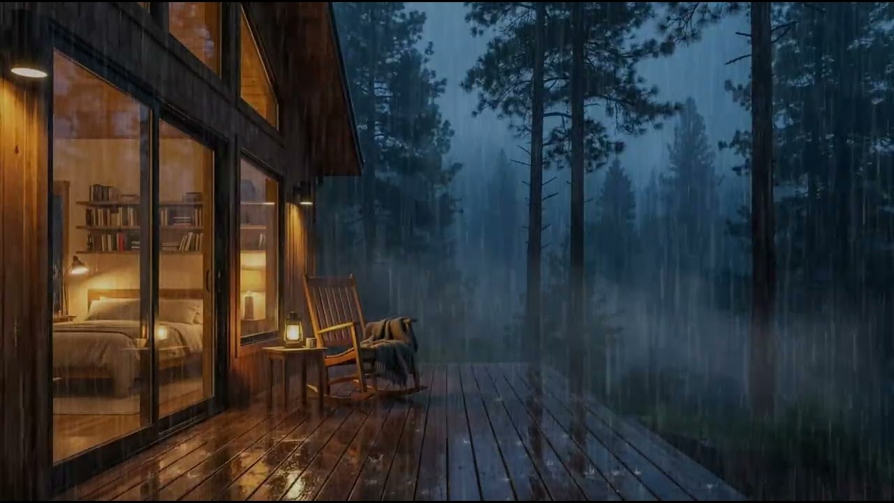 Rain Sounds by a Warm Forest Cabin 🌧️  Gently Fall Into Deep Sleep