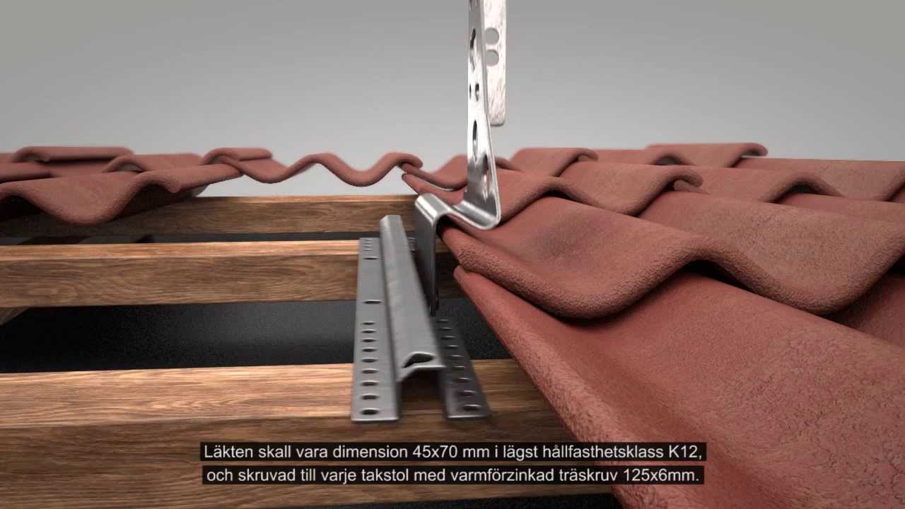Takbrygga i profildurk och infästning med läktfaste