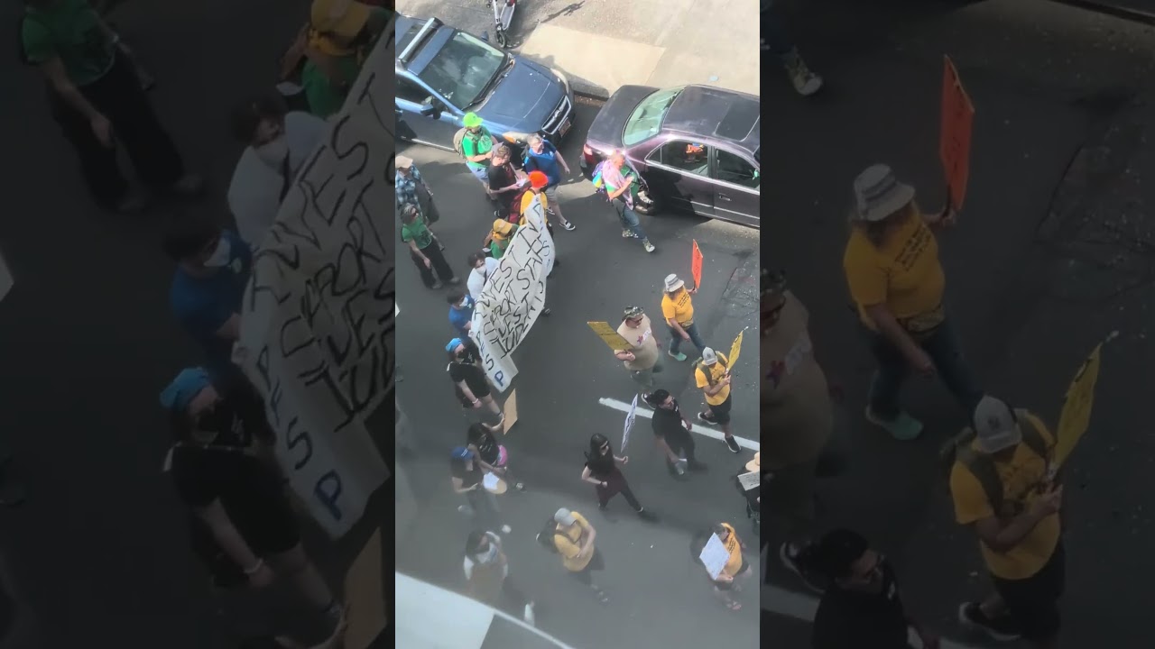 Lively Portland Oregon May Day march - 2026,, Noisy protest March #downtownportland