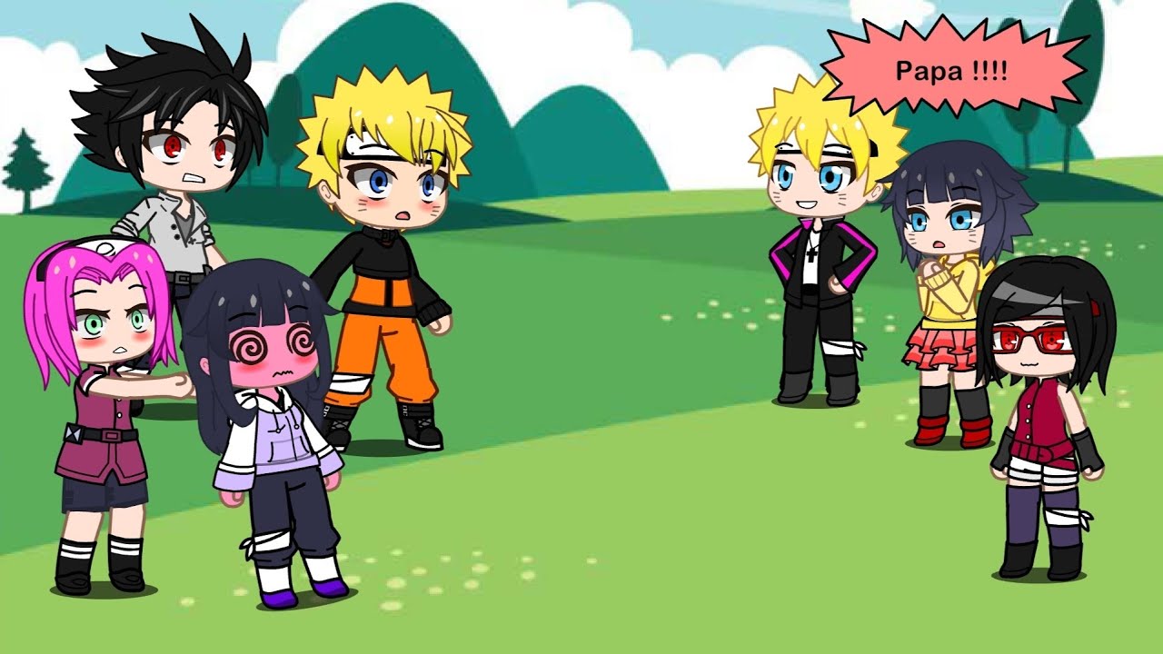 Past Naruto team 7 + Hinata meets future Boruto, Himawari & Sarada || How they react? ll Gacha Club