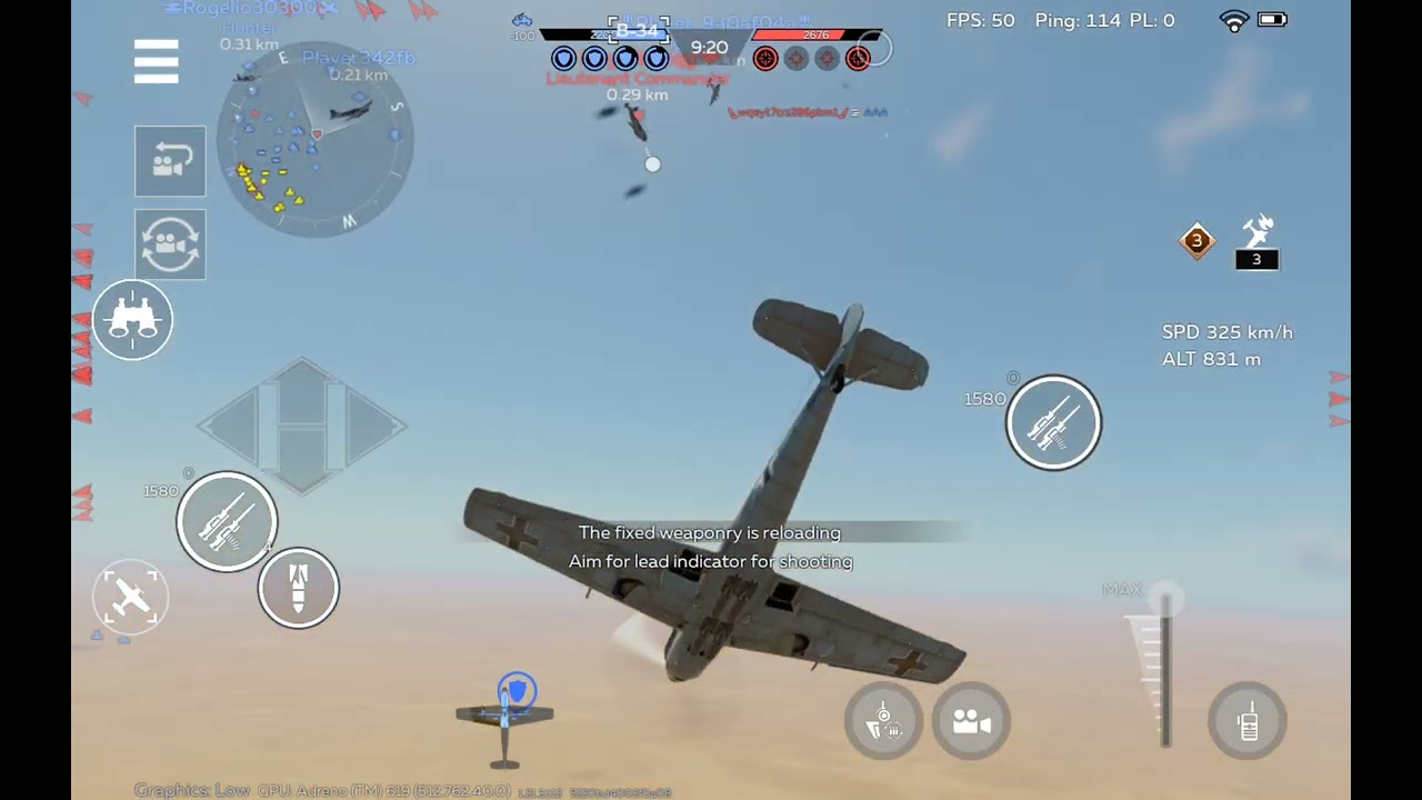 I-29, Bf 109 E-3, air battle gameplay 
