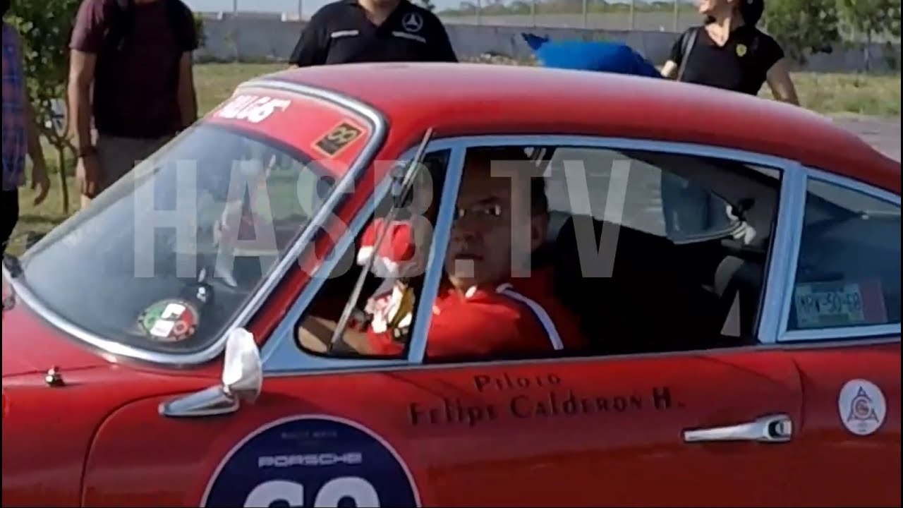 LLEGADA DEL PORSCHE DE FELIPE CALDERON AL AUTODROMO YUCATAN RALLY MAYA 2019