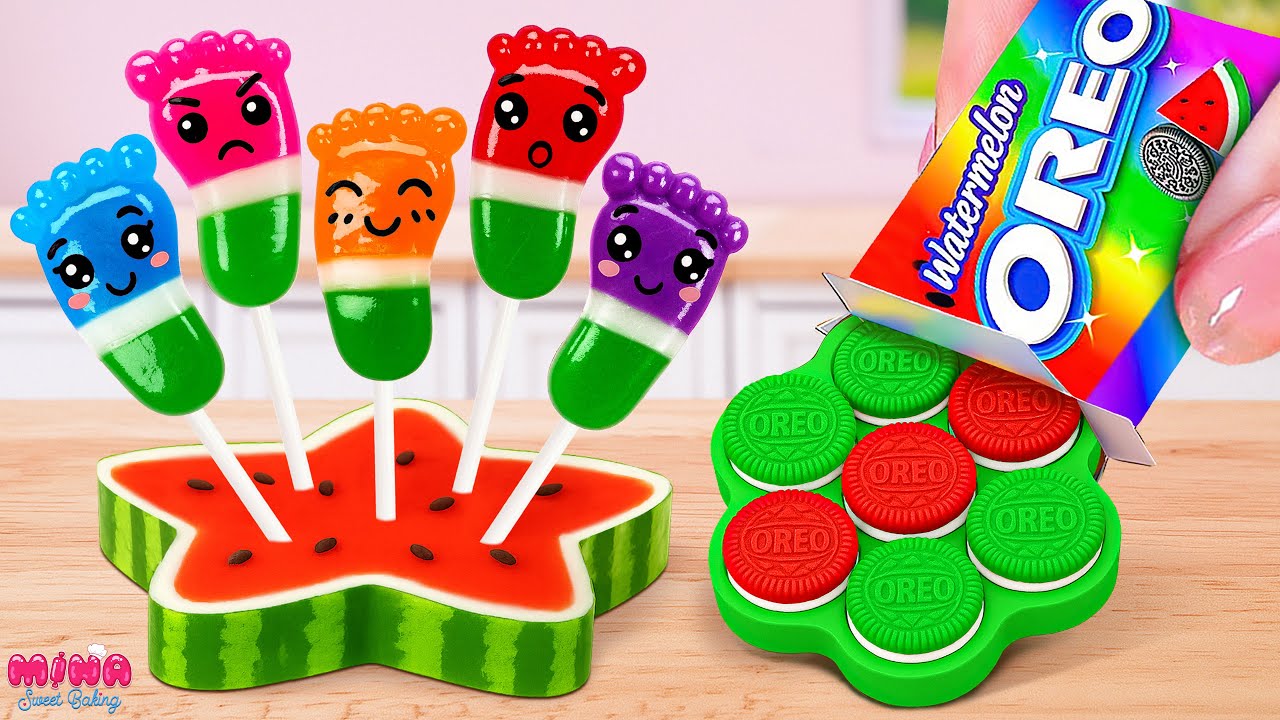 🍉Рецепт радужного арбузного желе против торта &laquo;Орео&raquo;🍉Потрясающее мини-сражение десертов | Mina Sw...