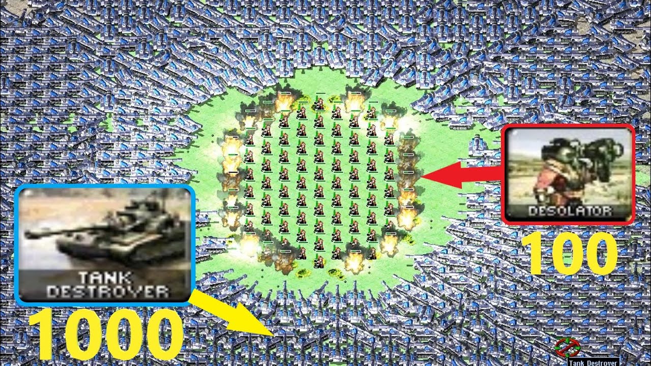 100 Desolators vs 1000 Tank Destroyers - Red Alert 2