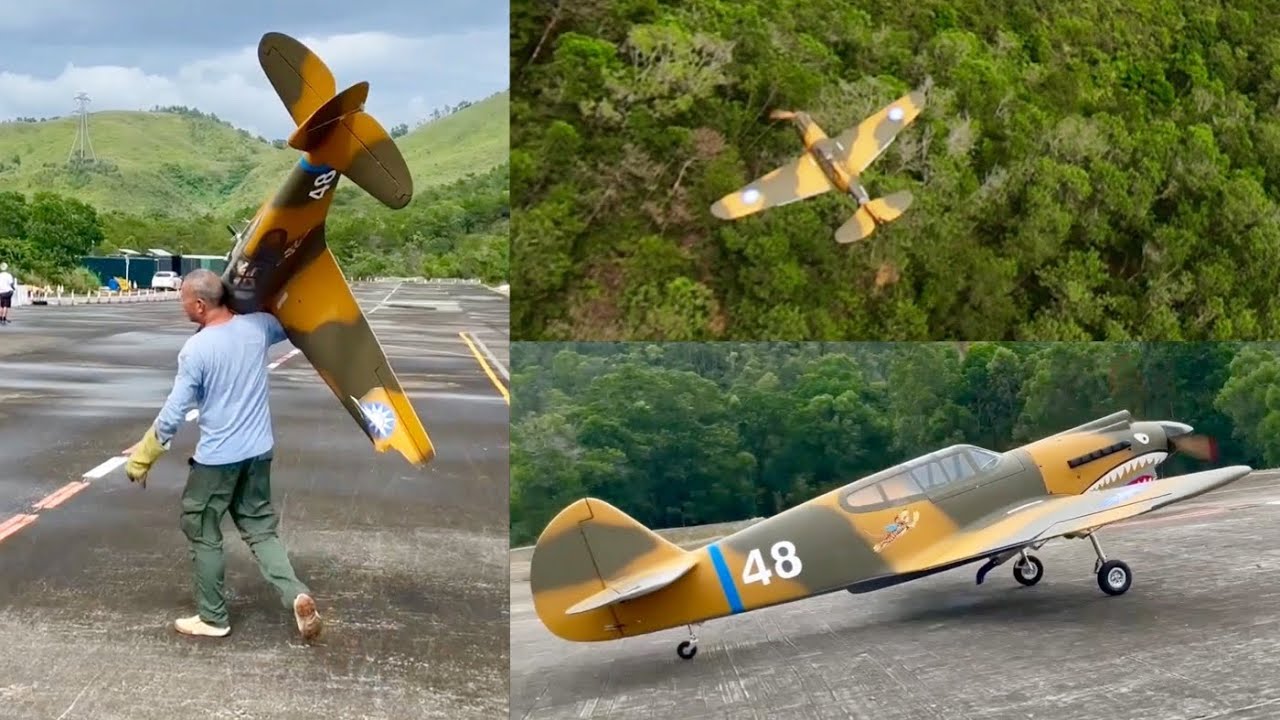 P-40 Warhawk Giant Scale Maiden Flight CRASHED shot on dji FPV drone & iPhone12
