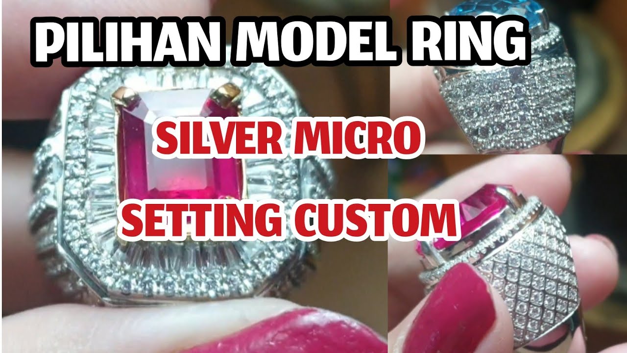 Model Ring Silver micro setting custom Pilihan terbaik Cincin pria perak batu ruby ,sapphire, topaz